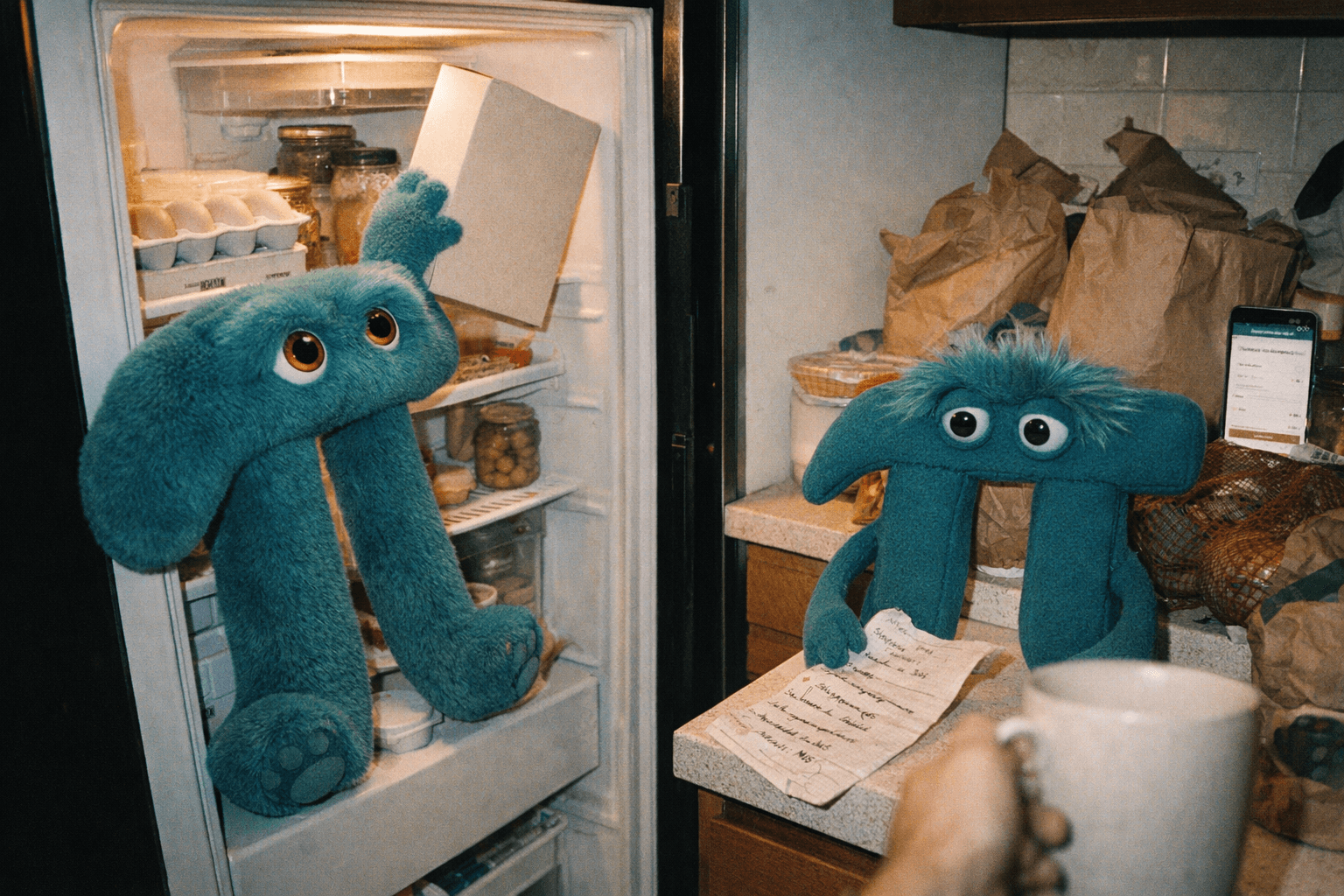 The two Sontara mascots working together at a desk